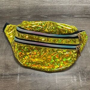 New Retro Shiny Holographic Fanny Pack Belt Waist Travel Bag Black 90s 80s party